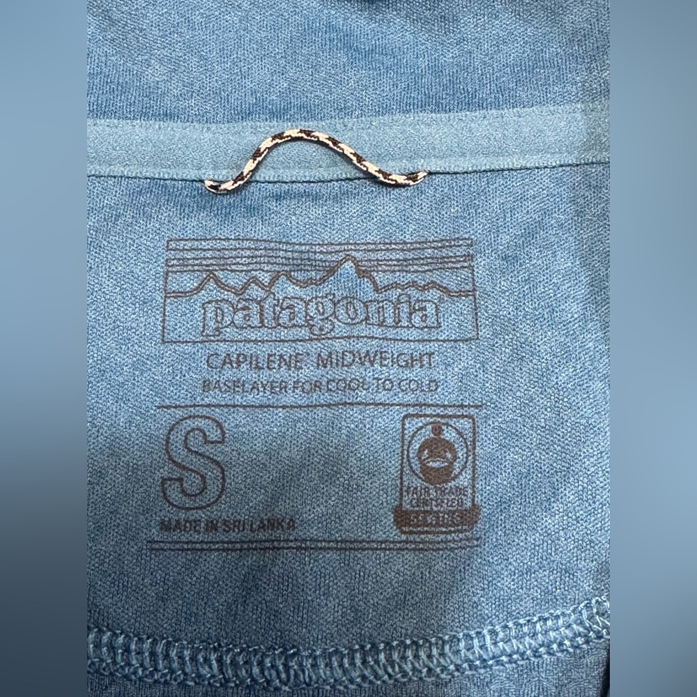 Patagonia Capsule Mid Weight Base Layer Cool To Cold 1/4 Zip Blue Size Small - Picture 4 of 6